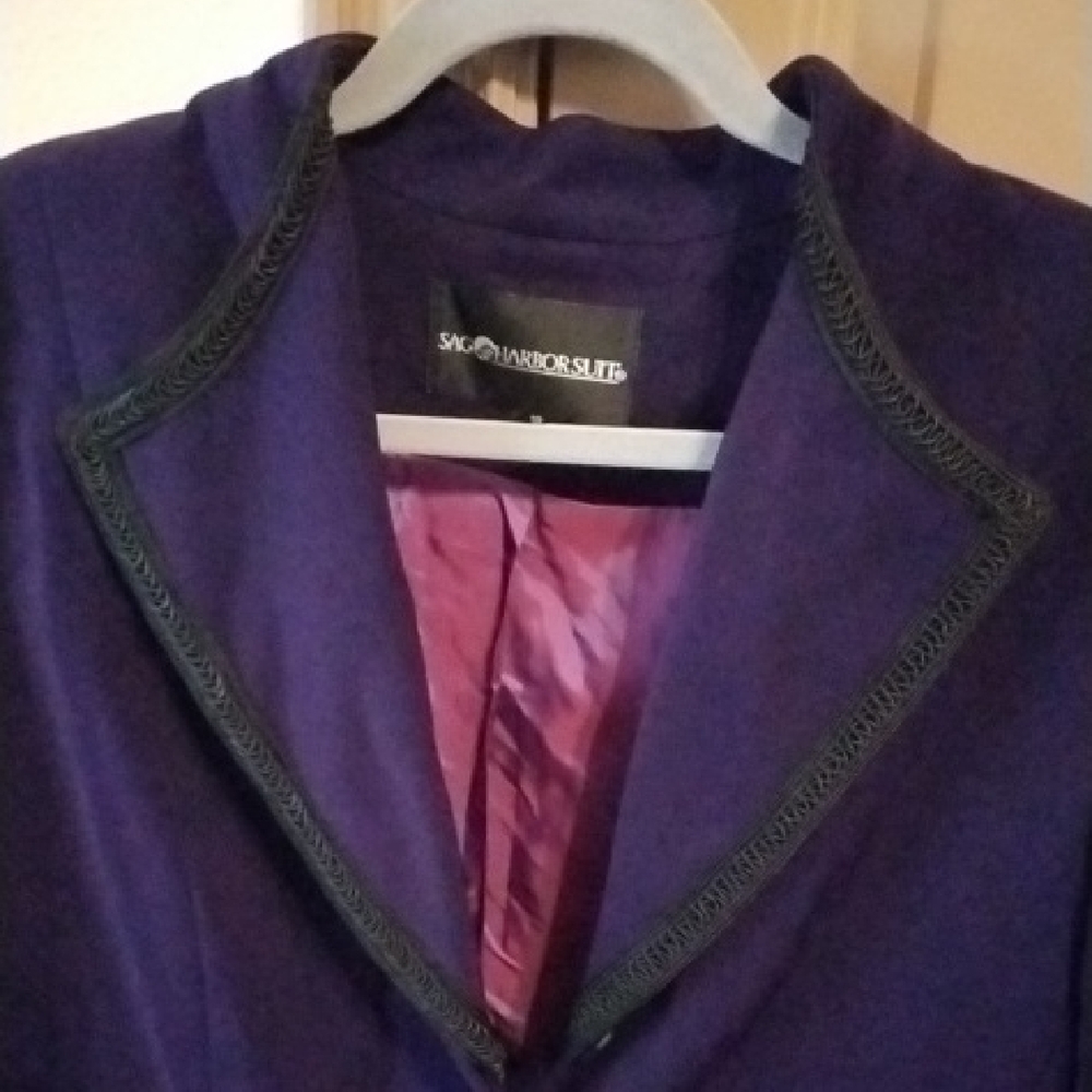 Sag Harbor Purple Blazer With Tags, Sz 18 Detailed Collar And Buttons